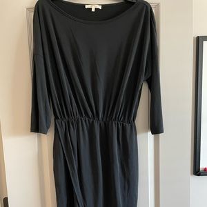 NWOT Andree Black Dress Large Asymmetrical bottom 3/4 length sleeves stretchy